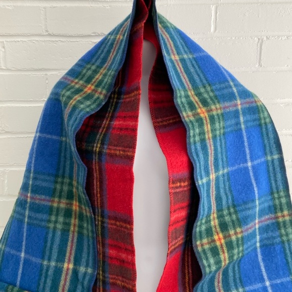 unisex classic deluxe wool blue plaid winter warm neck scarf scarve with pockets - Picture 6 of 6